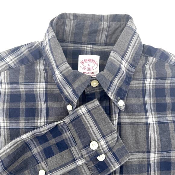 Brooks Brothers Shirt Long Sleeve Plaid Original Polo Blue Button Up-Mens Small - Picture 1 of 5